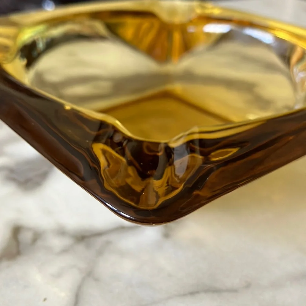 Vintage Amber Glass‎ Heavy Duty Ashtray